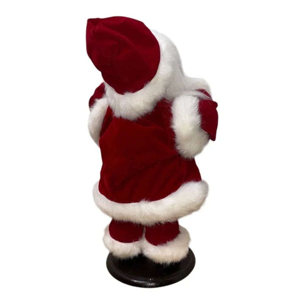 Vintage Christmas Holiday Santa w/tinsel on stand Garland Holly Berries
